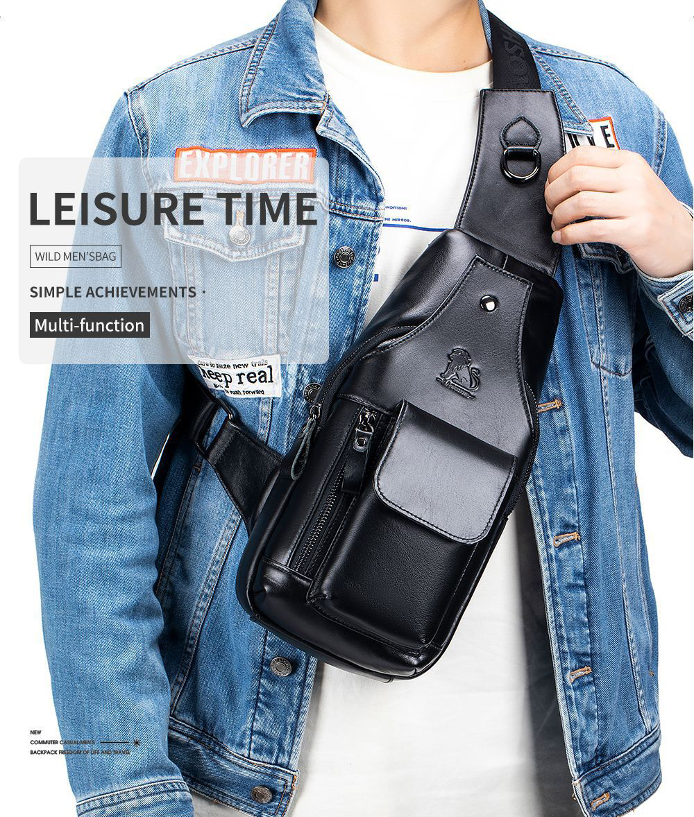 กระเป๋าคาดอกผู้ชาย หนังแท้100% พกพาสะดวก ใส่สมุด ใส่ iPad และของใช้ส่วนตัวได้ CODE:B078