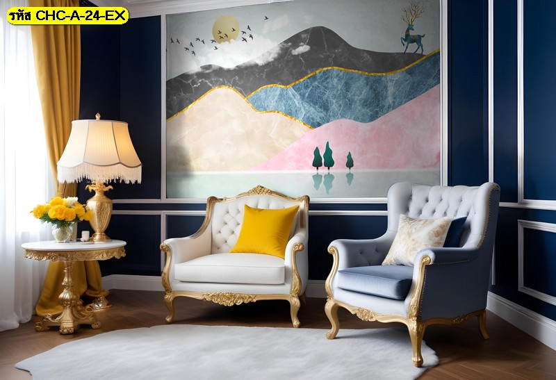 วอลเปเปอร์สั่งทำ ภาพภูเขาสีพาสเทล นำเสนอ ความหรูหราแบบคลาสสิกที่เพิ่มความสดใสให้ผนัง