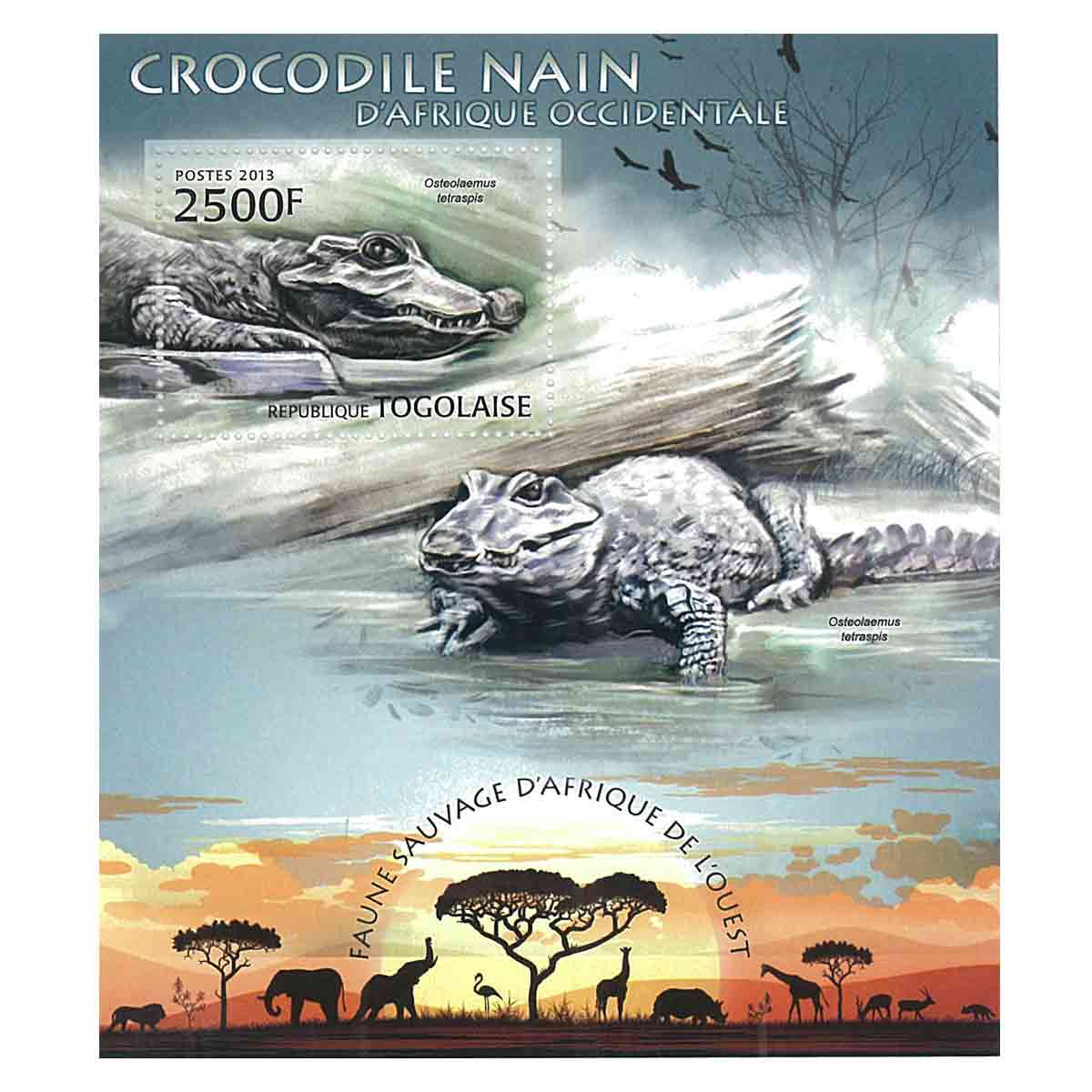 Togo Stamp, 2013 Dwarf Crocodile West African, Wildlife, Animals S/S