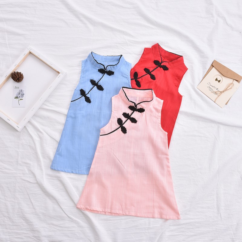 MUISUNGSHOP 🍒 เดรสเด็กผู้หญิงคอจีน มินิเดรส มี 3 สี ให้เลือก
