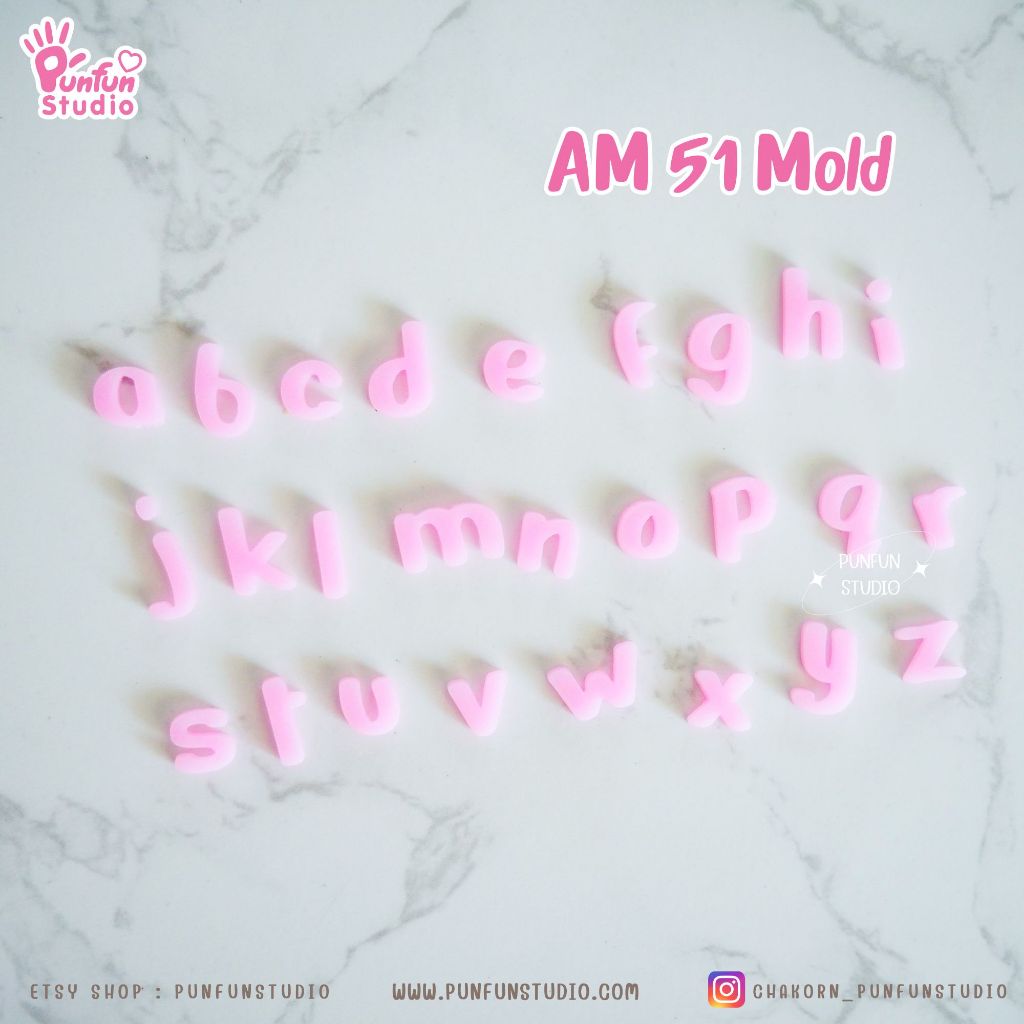 แม่พิมพ์ตัวอักษร AM 50-52 Mold / Height 1.1-1.5 cm หนา 2 mm / แม่พิมพ์ซิลิโคน
