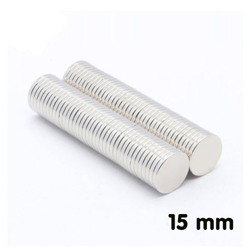 MUISUNGSHOP แม่เหล็ก Neodymium ทรงกระบอกขนาด15 mm มีหลายความหนาแรงดูดสูง แม่เหล็กทดลองวิทยาศาสตร์ อุปกรณ์สำหรับงาน DIY