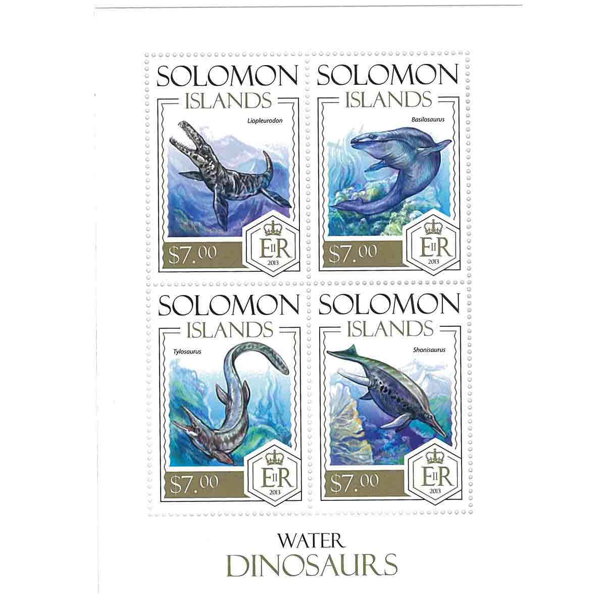 Solomon Islands Stamp, 2013 Water Dinosaurs, Prehistoric Animals