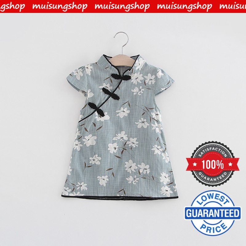 MUISUNGSHOP มินิเดรส เดรสเด็กผู้หญิง ลายดอกไม้