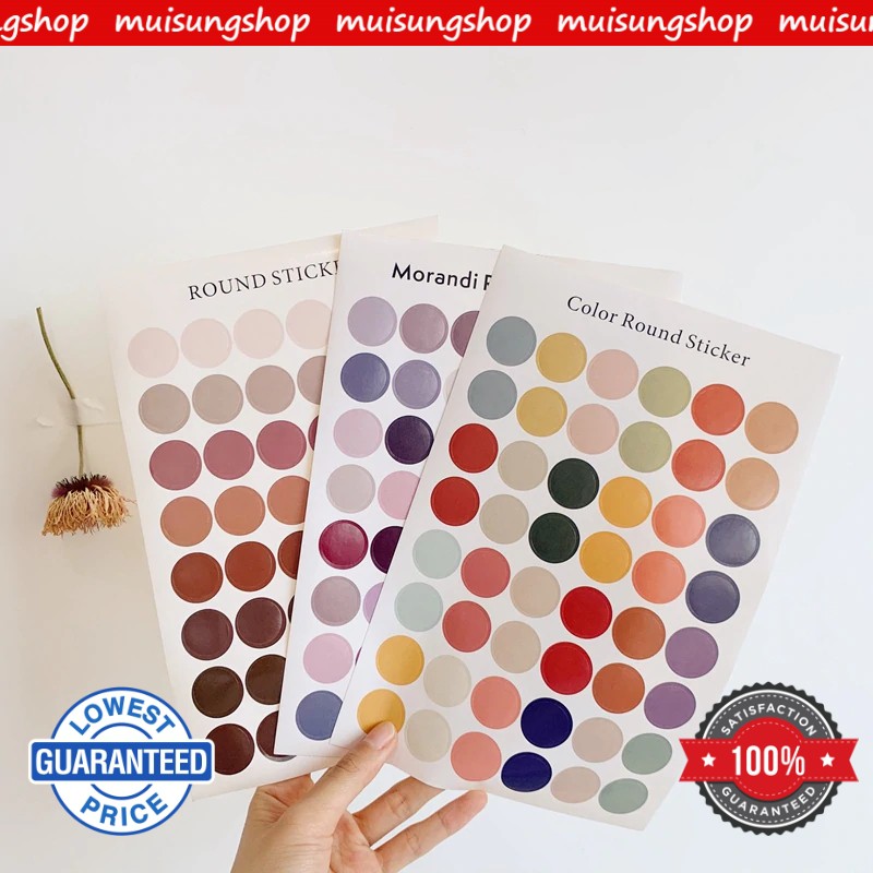MUISUNGSHOP มากกว่า 10 แบบ สติ๊กเกอร์วงกลม Round sticker สี earthtone โทนม่วง สติ๊กเกอร์สี พร้อมส่งในไทย ไม่รอนาน