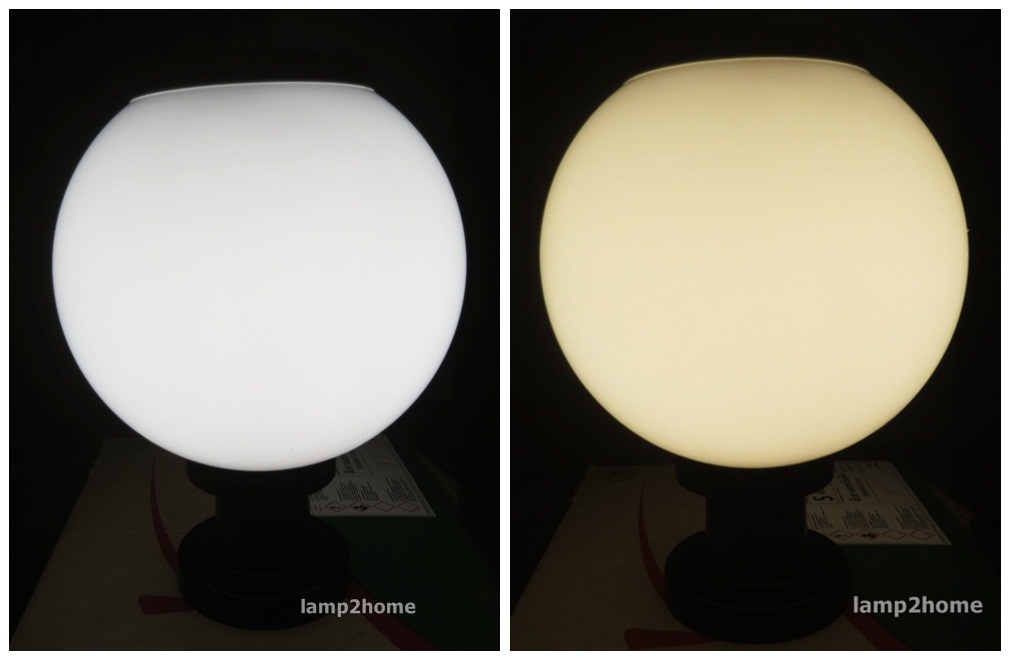 โคมไฟหัวเสาโซล่าเซลล์ 2 สี แบบกลม 10 นิ้ว