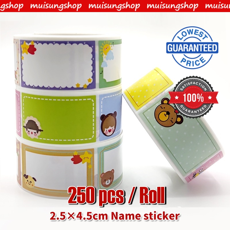 MUISUNGSHOP สติ๊กเกอร์ป้ายชื่อ เขียนชื่อ ป้ายติดของใช้ต่างๆ ป้ายติดของใช้ส่วนตัว 250 แผ่น/ม้วน