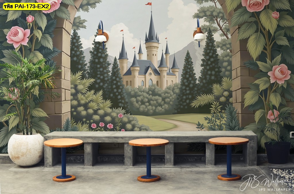 วอลเปเปอร์ลายสวนยุโรป ทำให้ร้านอาหารหรูหรามีรสนิยม