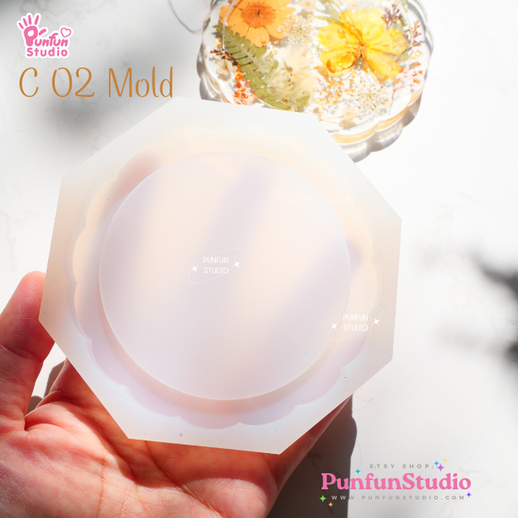 แม่พิมพ์จานรองแก้วขอบหยัก C 02 Round Coaster Mold / Silicone Mold / Epoxy Resin Mold