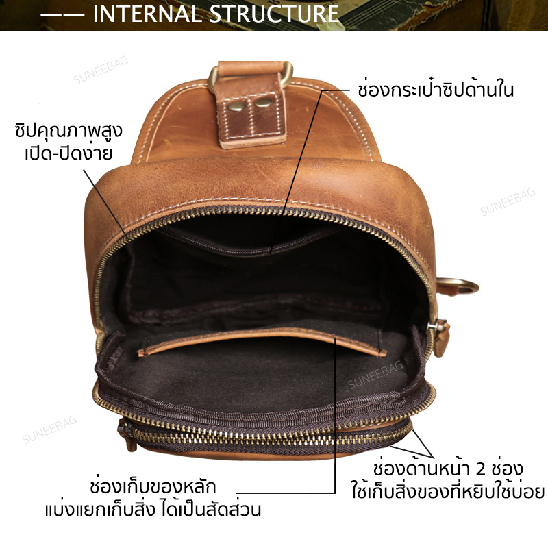 กระเป๋าคาดอกผู้ชาย หนังแท้ CODE:B051