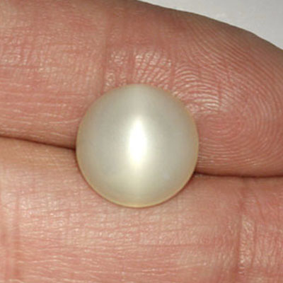 มูนสโตนตาแมว หรือ มุกดาหารตาเเมว (Cat's eye Moonstone) 6.06 กะรัต รูปร่างดี เนื้อเนียน มีตาเเมว