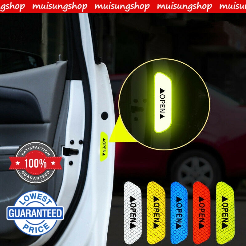 MUISUNGSHOP เทปสติกเกอร์เรืองเเสง สำหรับติดประตูรถยนต์ 4ชิ้น/ชุด