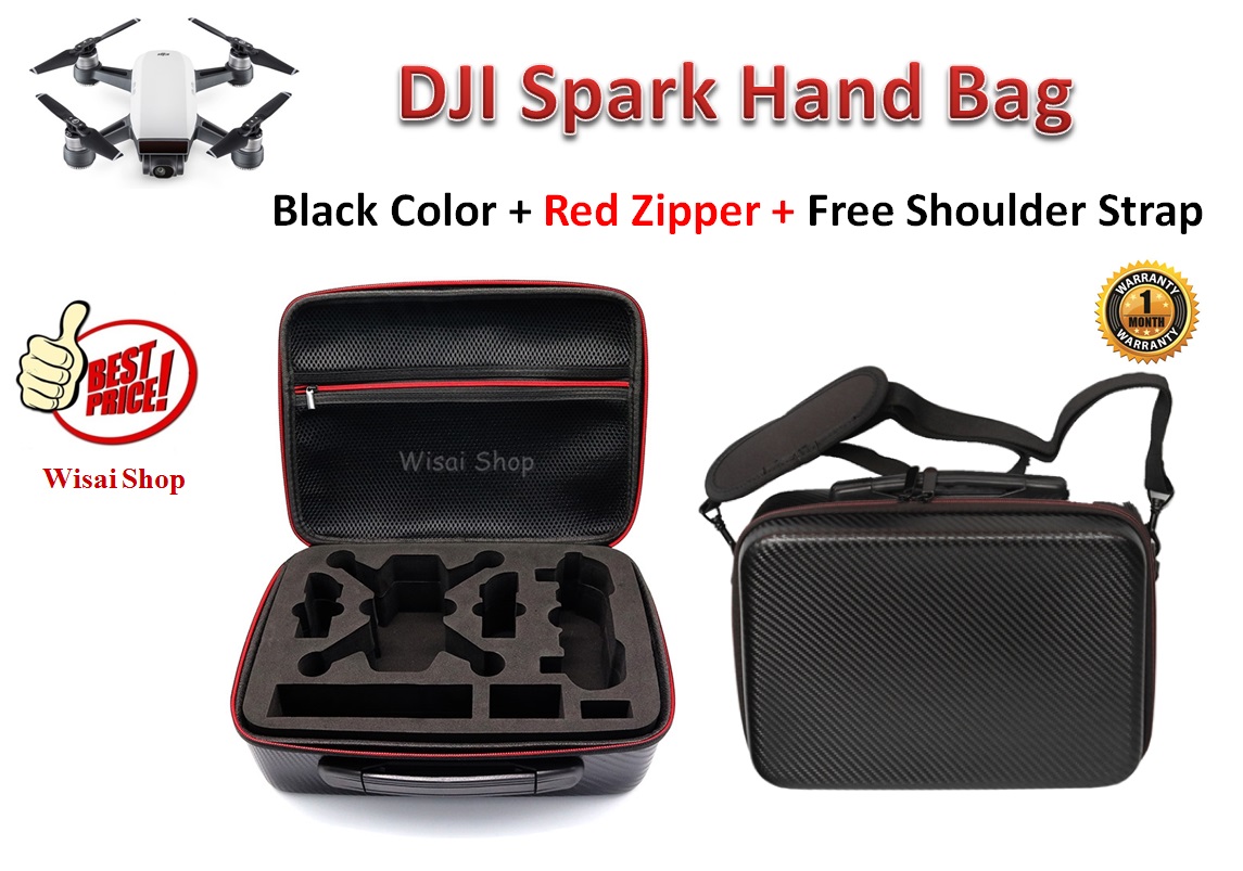 กระเป๋า Waterproof Hardshell Handbag สำหรับ DJI Spark สีดำ ซิปสีแดง แถมฟรีสายสะพายสำหรับคล้องไหล่