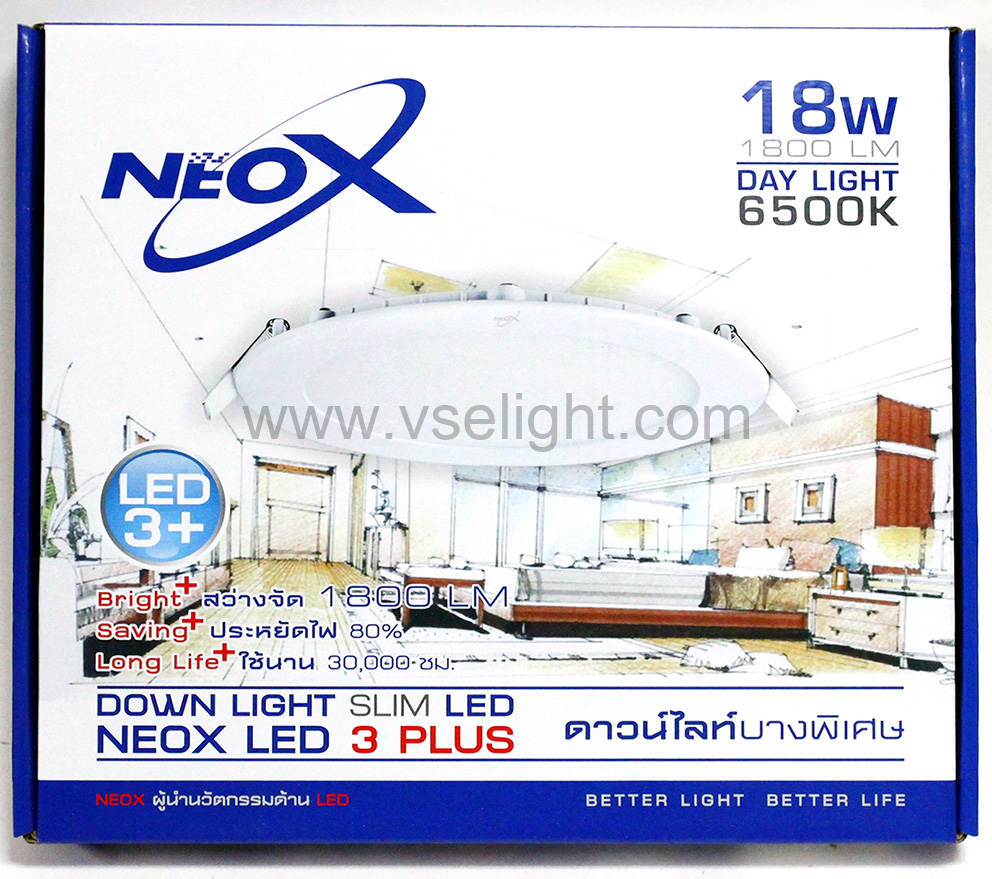 โคม Slim Downlight LED NEOX แสงขาว Daylight