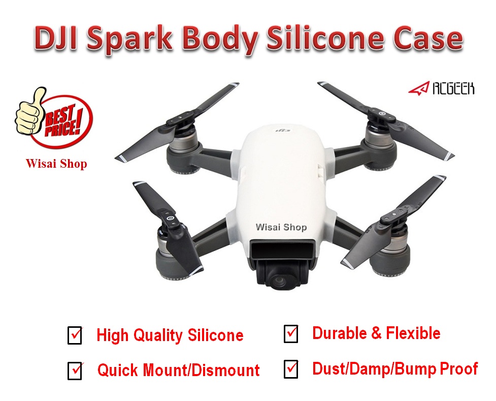 RcGeek ซิลิโคนตัวลำ Body Silicone Case สำหรับ DJI Spark - สีขาว