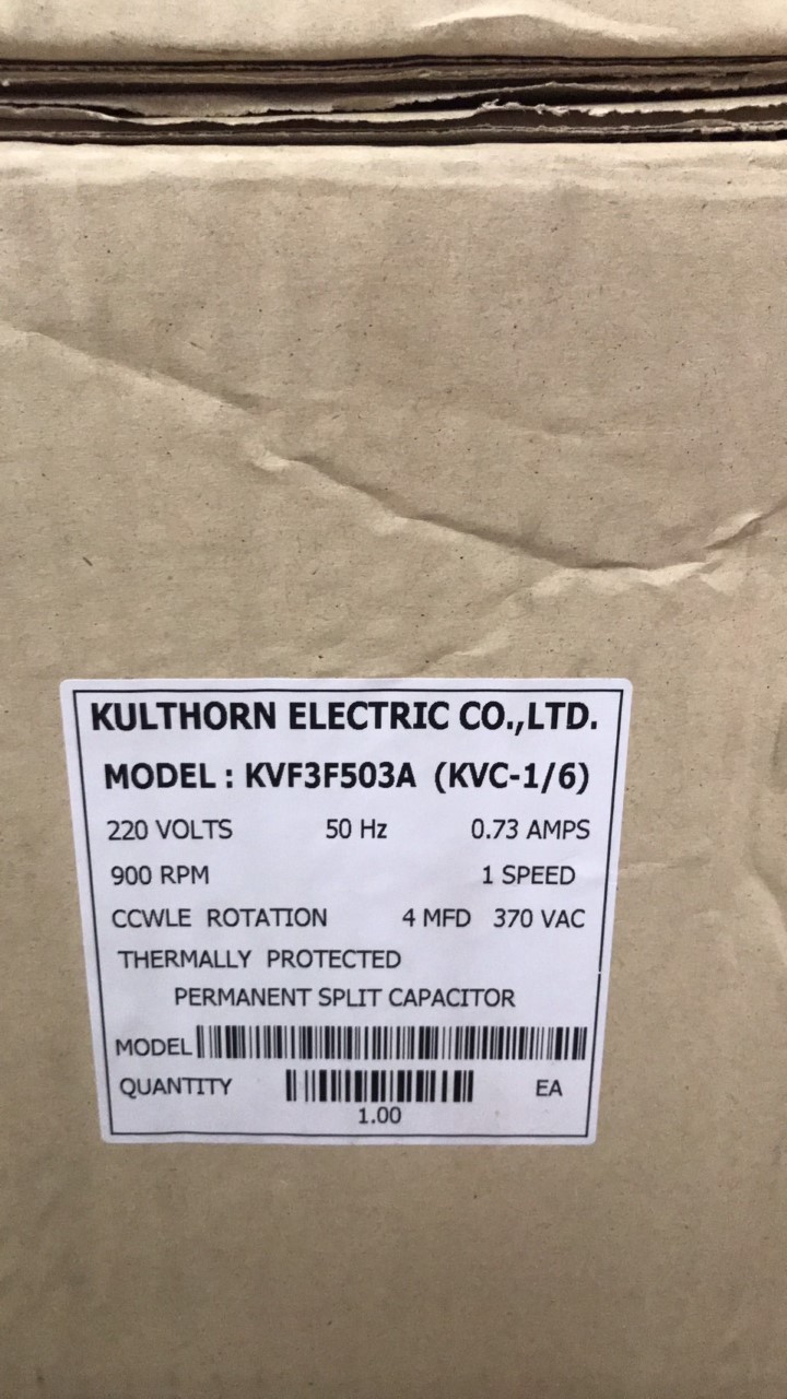 Motor Condensing 'KULTHORN' Model : KVF3F503A (KVC-1/6) มอเตอร์คอยล์ร้อน ยี่ห้อ กุลธร รุ่น KVF3F503A (KVC-1/6) มีปีก