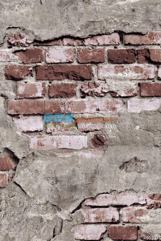 JPOP15-33 ลายอิฐผสมปูนเปลือย สีน้ำตาล