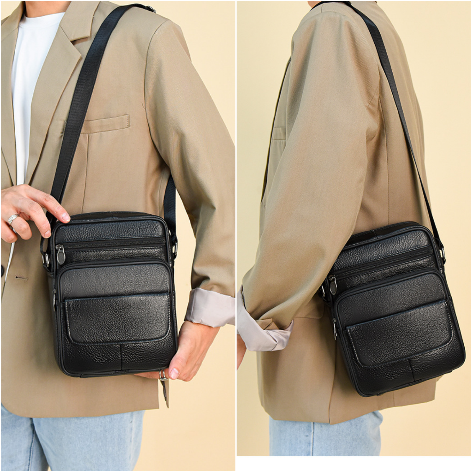 กระเป๋าสะพายข้างผู้ชาย หนังแท้ CODE:B086