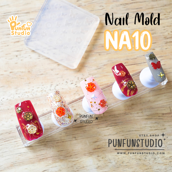 NA 10 / Nail Decoration Mold / Clear Mold for UV Resin / Thickness 0.3 - 0.5 mm / Silicone Mold