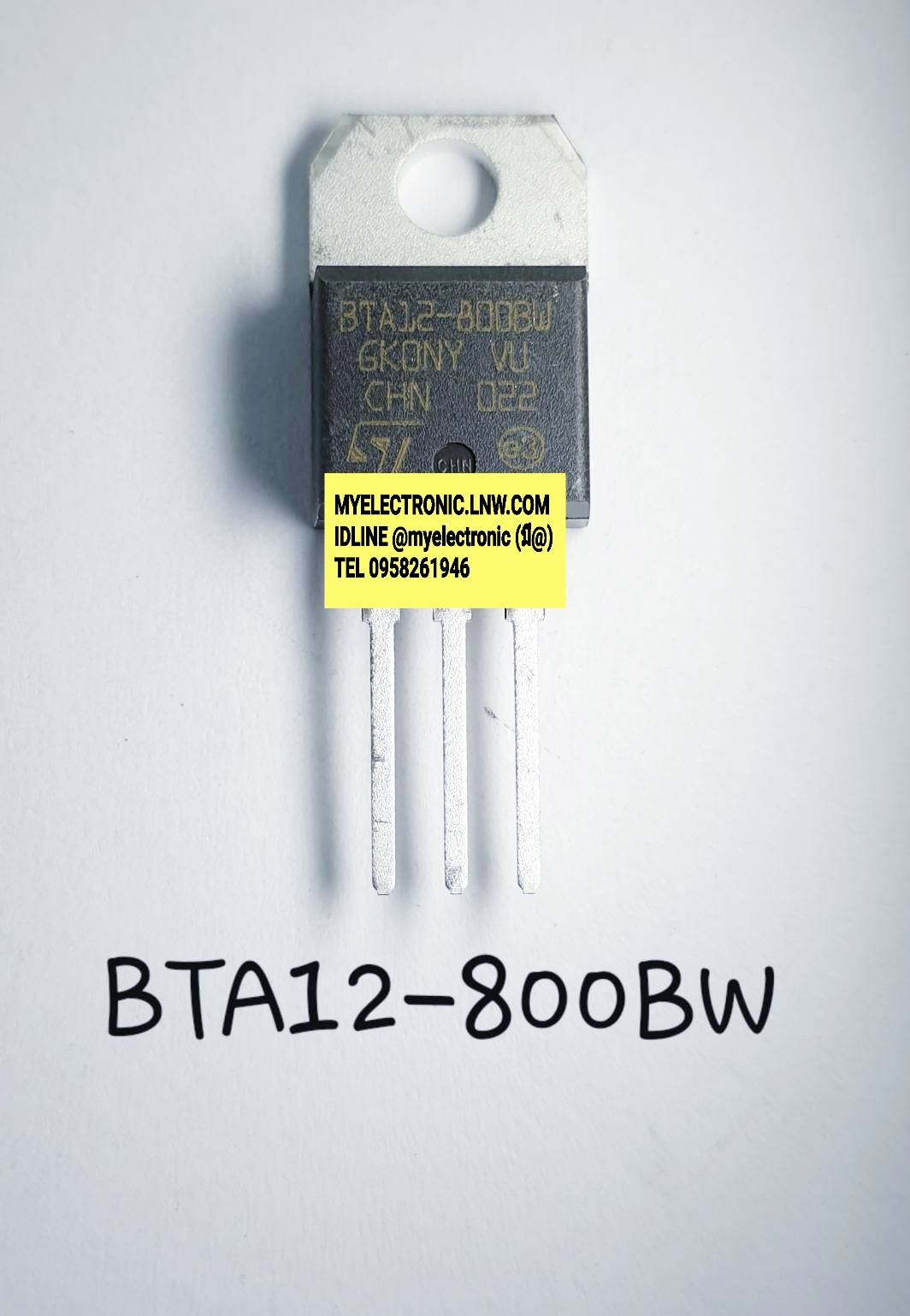 BTA12-800BWRG(12A800V)TRIACตัวถังTO-220ยี่ห้อSTราคาตัวละบาท