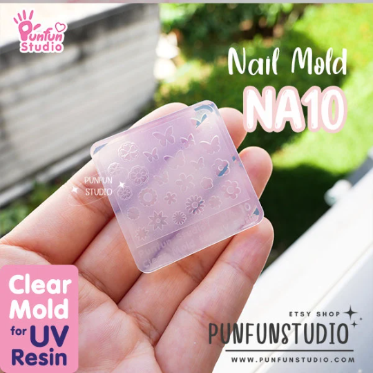NA 10 / Nail Decoration Mold / Clear Mold for UV Resin / Thickness 0.3 - 0.5 mm / Silicone Mold