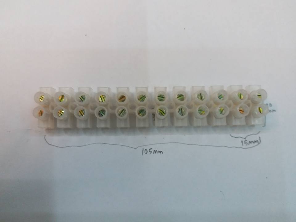 เต๋าต่อสายไฟขนาดกว้าง20xยาว105มม.(20x105MM.)พลาสติกเนื้อดีทนความร้อนราคาแถวล่ะราคาตัวล่ะ