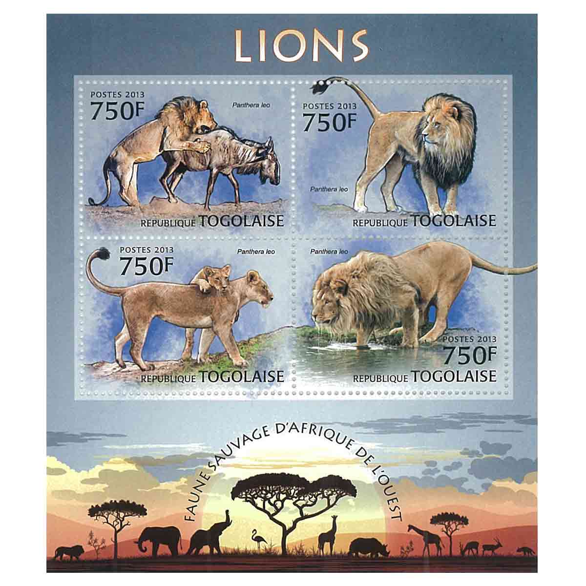 Togo Stamp, 2013 Lions, Wildlife, Animals
