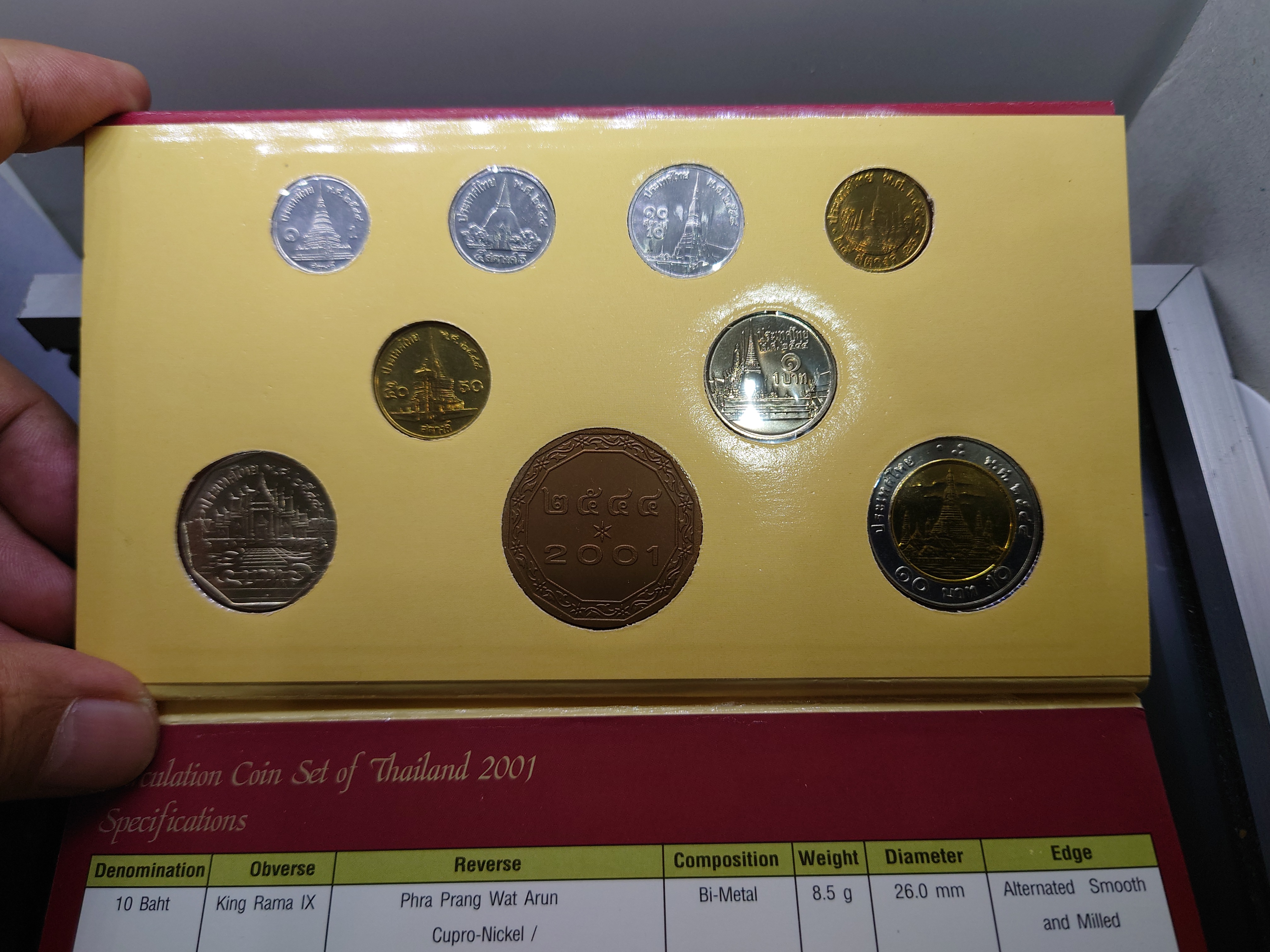 แผงเหรียญกษาปณ์หมุนเวียน ครบชุด ปี 2544 ปี มะเส็ง กรมธนารักษ์