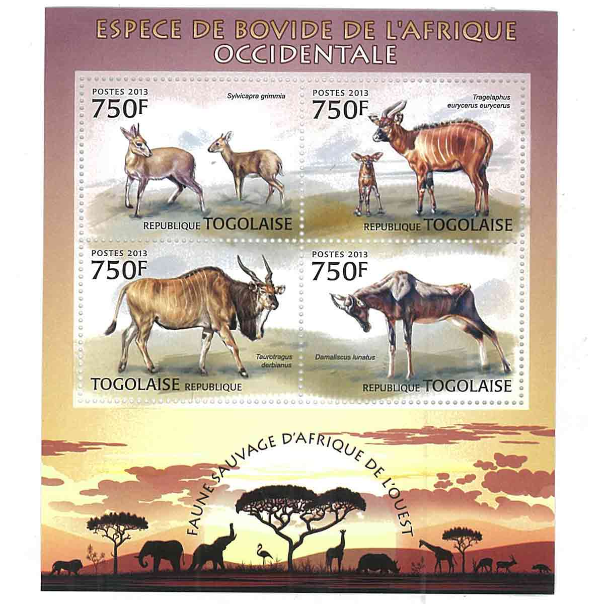 Togo Stamp, 2013 West African Bovid Species, Wildlife, Animals
