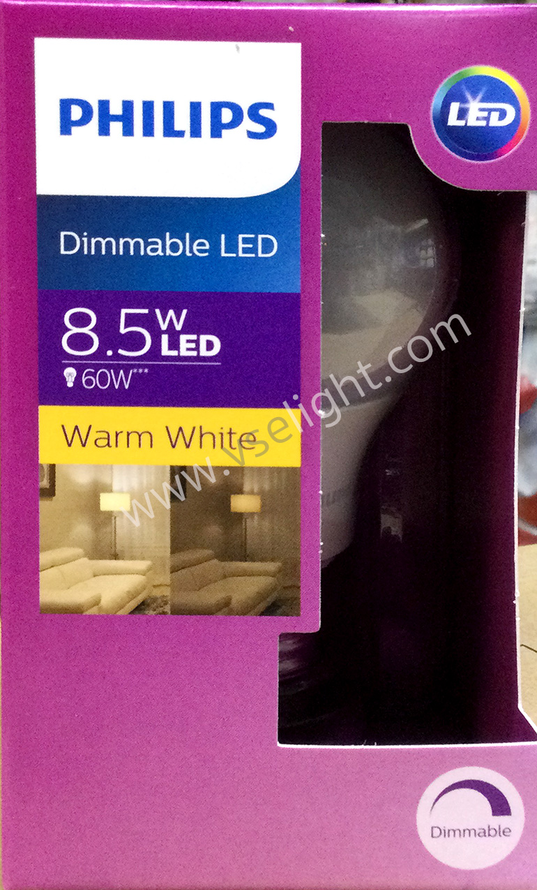 หลอด LED Bulb Dimmable 8.5w Philips หรี่ไฟได้ 2700K Warmwhite