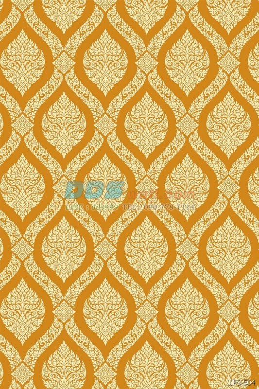 JLIE12-09 วอลเปเปอร์ติดผนัง ลายพุ่มข้าวบิณฑ์ สีเหลือง