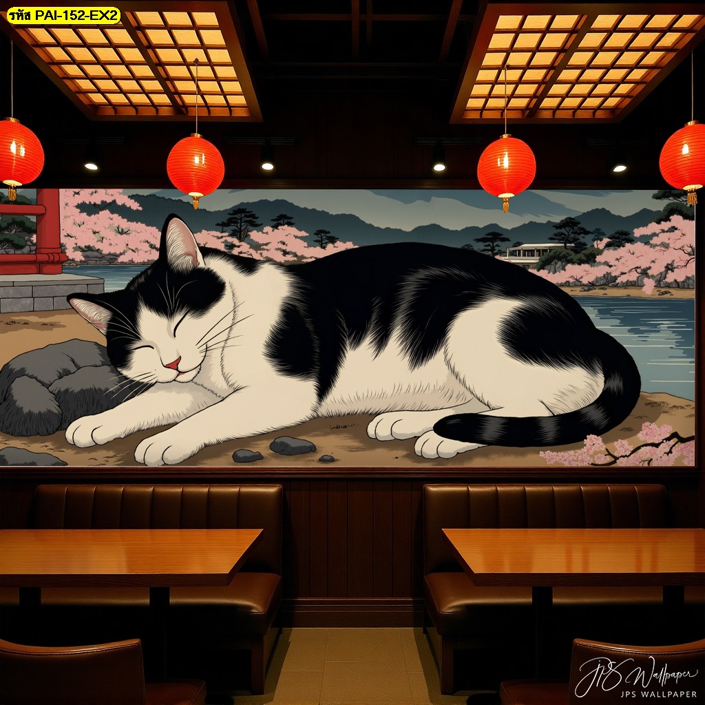 แต่งร้านอาหารญี่ปุ่นให้โดดเด่น ด้วยวอลเปเปอร์ลายแมวญี่ปุ่น