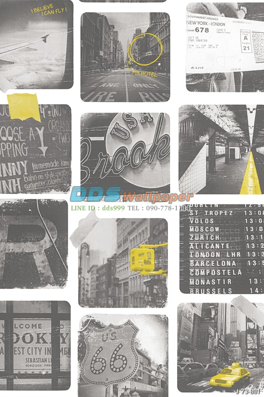 JPOP15-15 ลายภาพถ่ายโทนขาวดำ