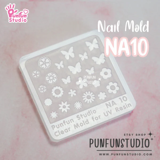 NA 10 / Nail Decoration Mold / Clear Mold for UV Resin / Thickness 0.3 - 0.5 mm / Silicone Mold
