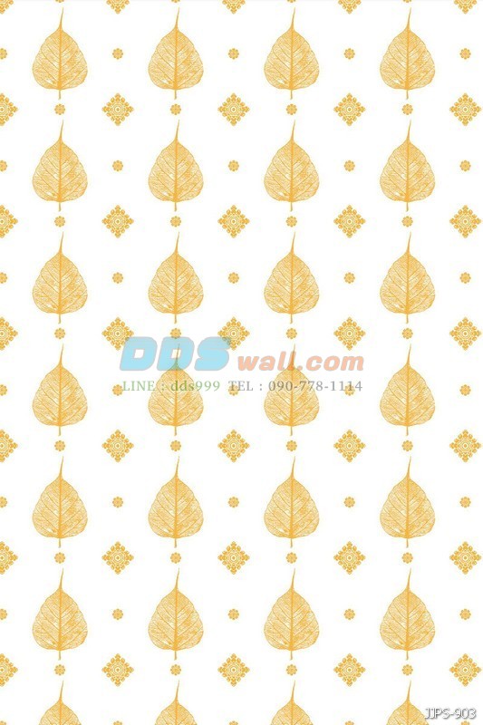 JLIE12-18 วอลเปเปอร์ติดผนัง ลายใบโพธิ์ สีขาว