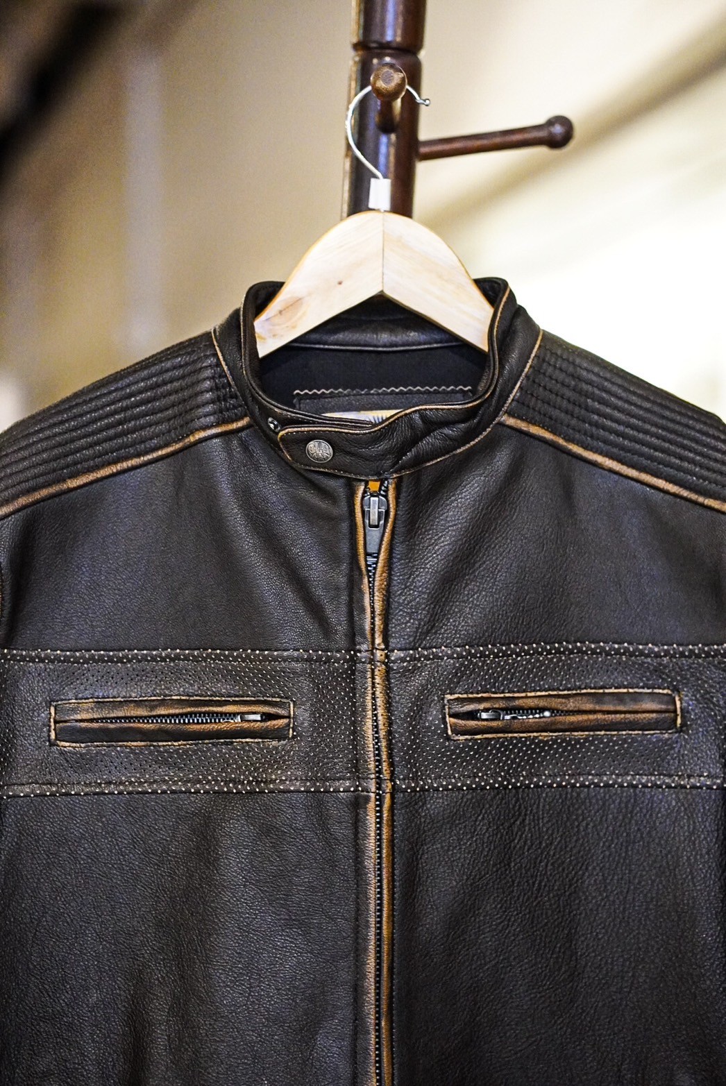 เสื้อหนังแท้ Caveman 802SC มีการ์ด (กรุณาสอบถามไซส์ก่อนสั่งซื้อ)