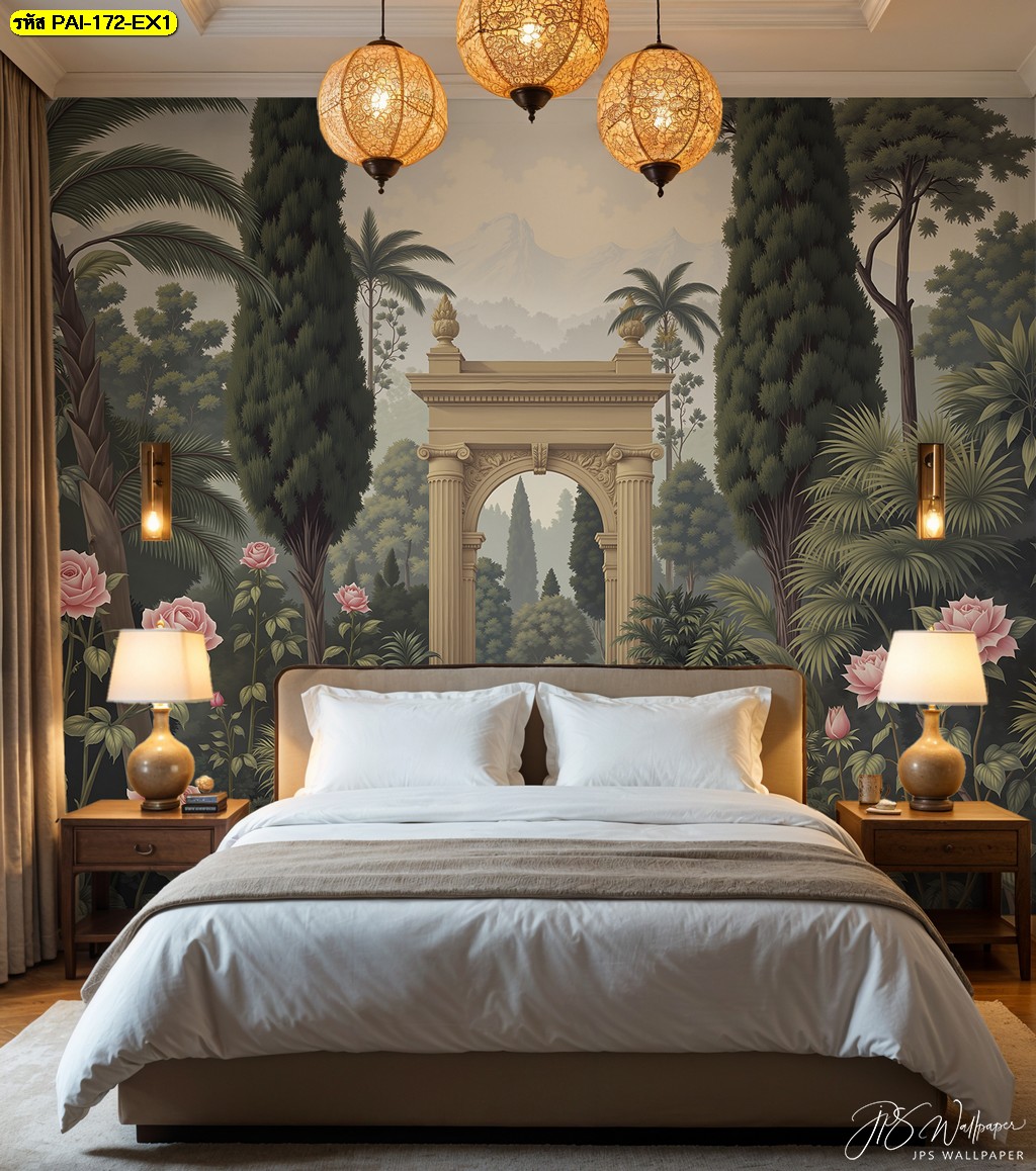 วอลเปเปอร์พิมพ์ภาพวิว สวนยุโรปสุดคลาสสิกเหนือเวลา