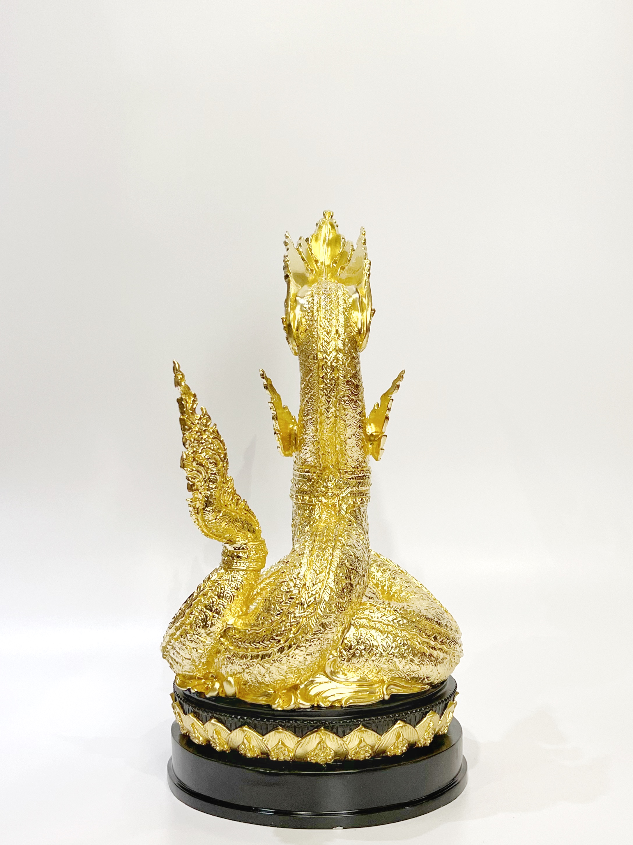 รูปหล่อ พญานาคราช พญานาค 1 เศียร สัมฤทธิ์ ลงรักปิดทองคำเปลว(ลาย) เกล็ดปิดทอง