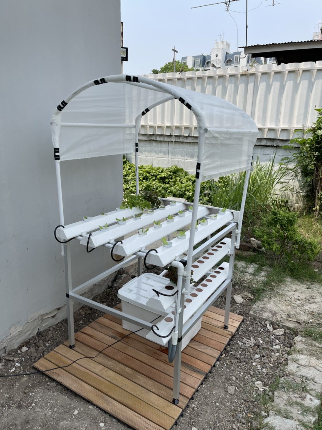 ชุดปลูกผักไฮโดรโปนิกส์ แบบตั้งโต๊ะ ขนาด 1 m 4 รางปลูก+2 รางอนุบาล