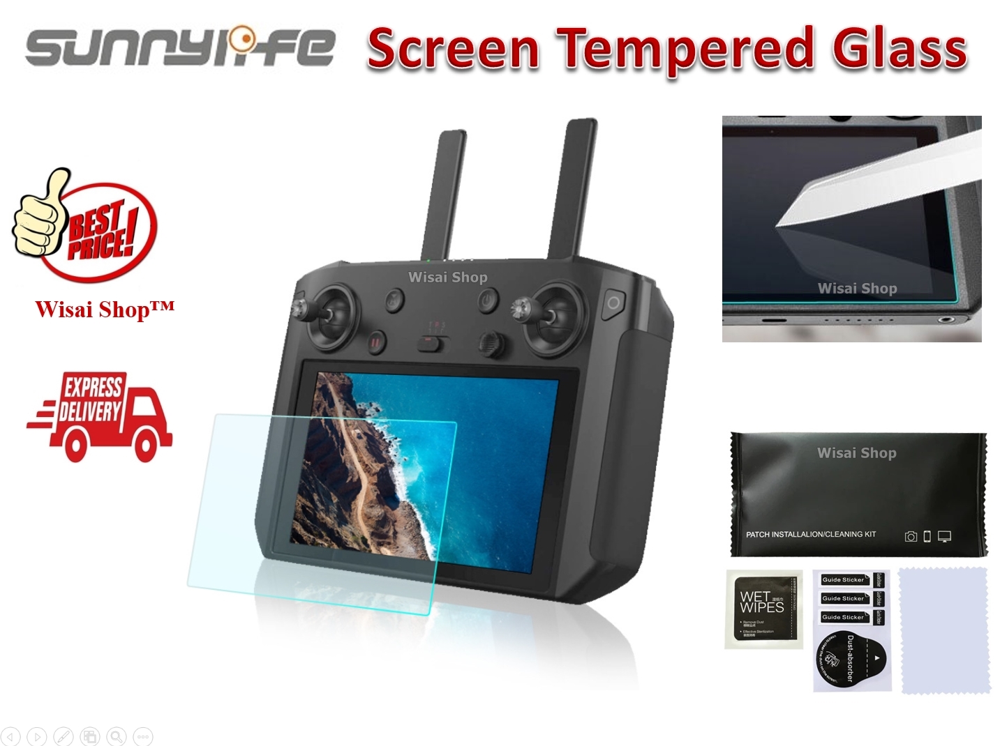 SunnyLife ฟิล์มกระจกกันรอย Screen Protective Film Tempered Glass สำหรับรีโมท DJI Smart Controller for DJI MAVIC 2 PRO, DJI MAVIC 2 ZOOM, DJI MAVIC AIR 2 & DJI AIR 2S