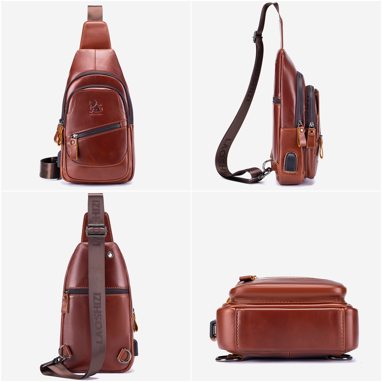 กระเป๋าคาดอกผู้ชาย หนังแท้100% พกพาสะดวก ใส่สมุด ใส่ iPad และของใช้ส่วนตัวได้ CODE:B077