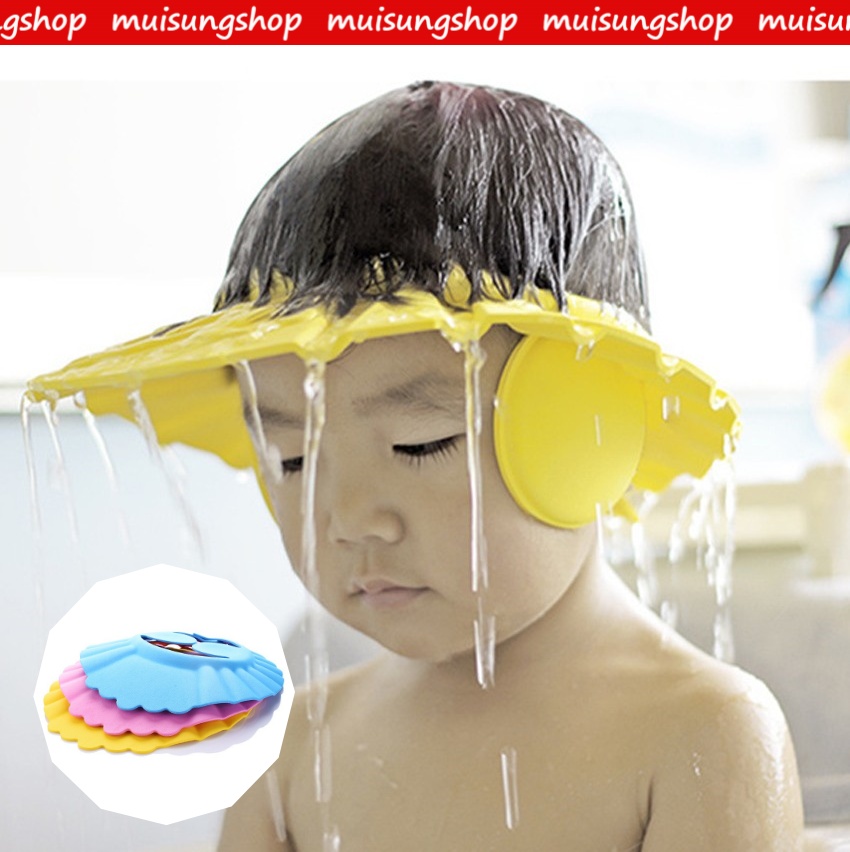 MUISUNGSHOP หมวกอาบน้ำเด็ก หมวกกันแชมพูเข้าตา เพื่อความสนุกของลูกรักในการอาบน้ำ