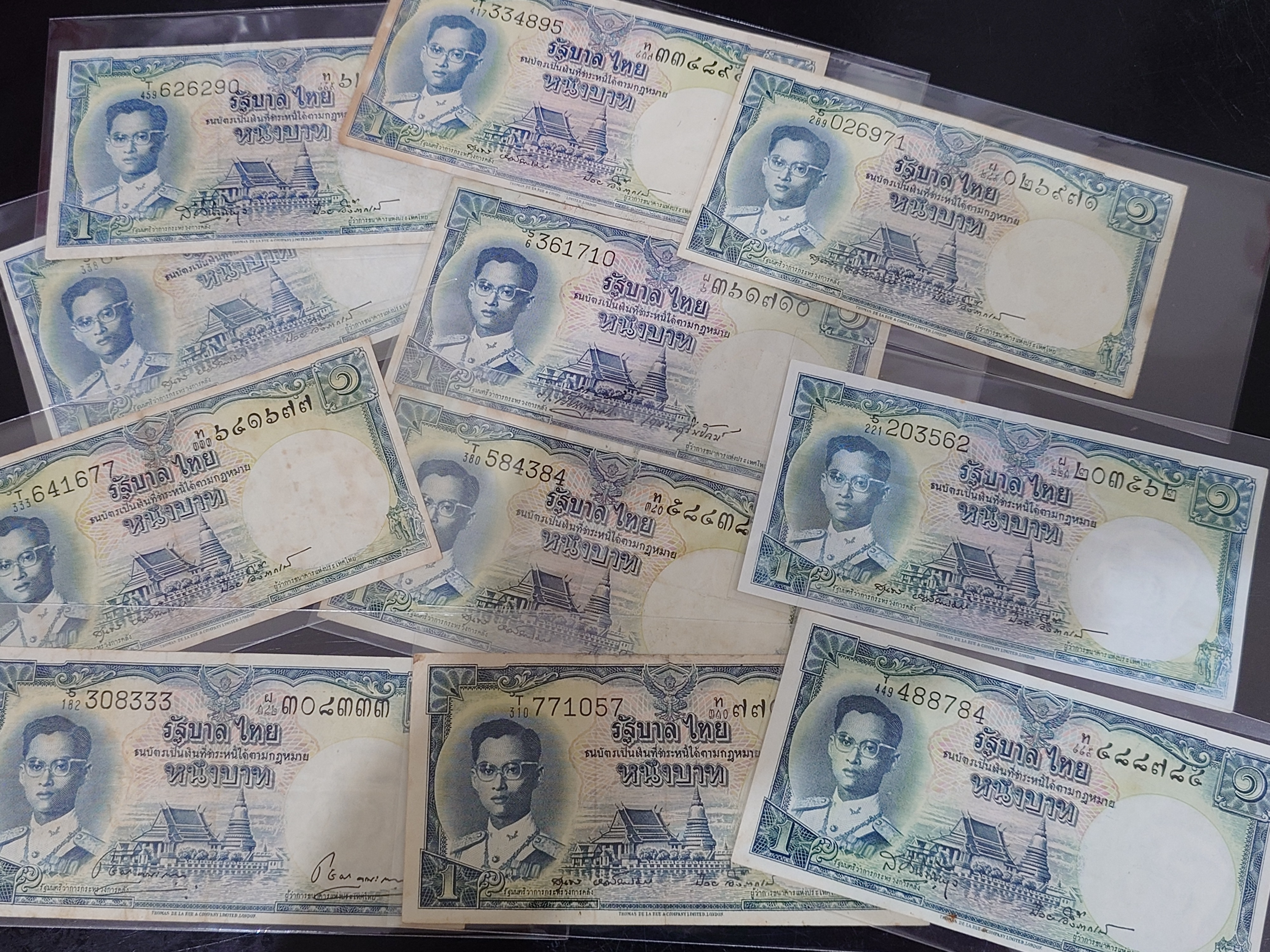 ธนบัตร 1 บาท แบบ 9 รุ่น 6 สมัยรัชกาลที่9 ปี2500 ผ่านใช้ (ราคาต่อ 1 ใบ)