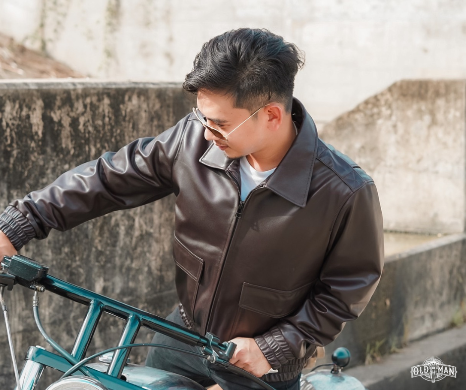 เสื้อหนังแท้ Karpenter Jacket น้ำตาล (กรุณาสอบถามไซส์ก่อนสั่งซื้อ)
