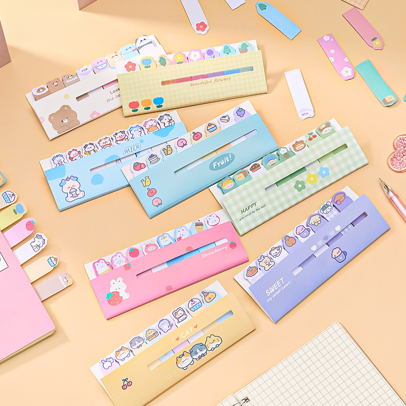 MUISUNGSHOP สติ๊กเกอร์ กระดาษโน๊ต index ลายการ์ตูน Sticky Notes สําหรับติดตกแต่ง เครื่องเขียน กระดาษโน้ตแบบมีกาว
