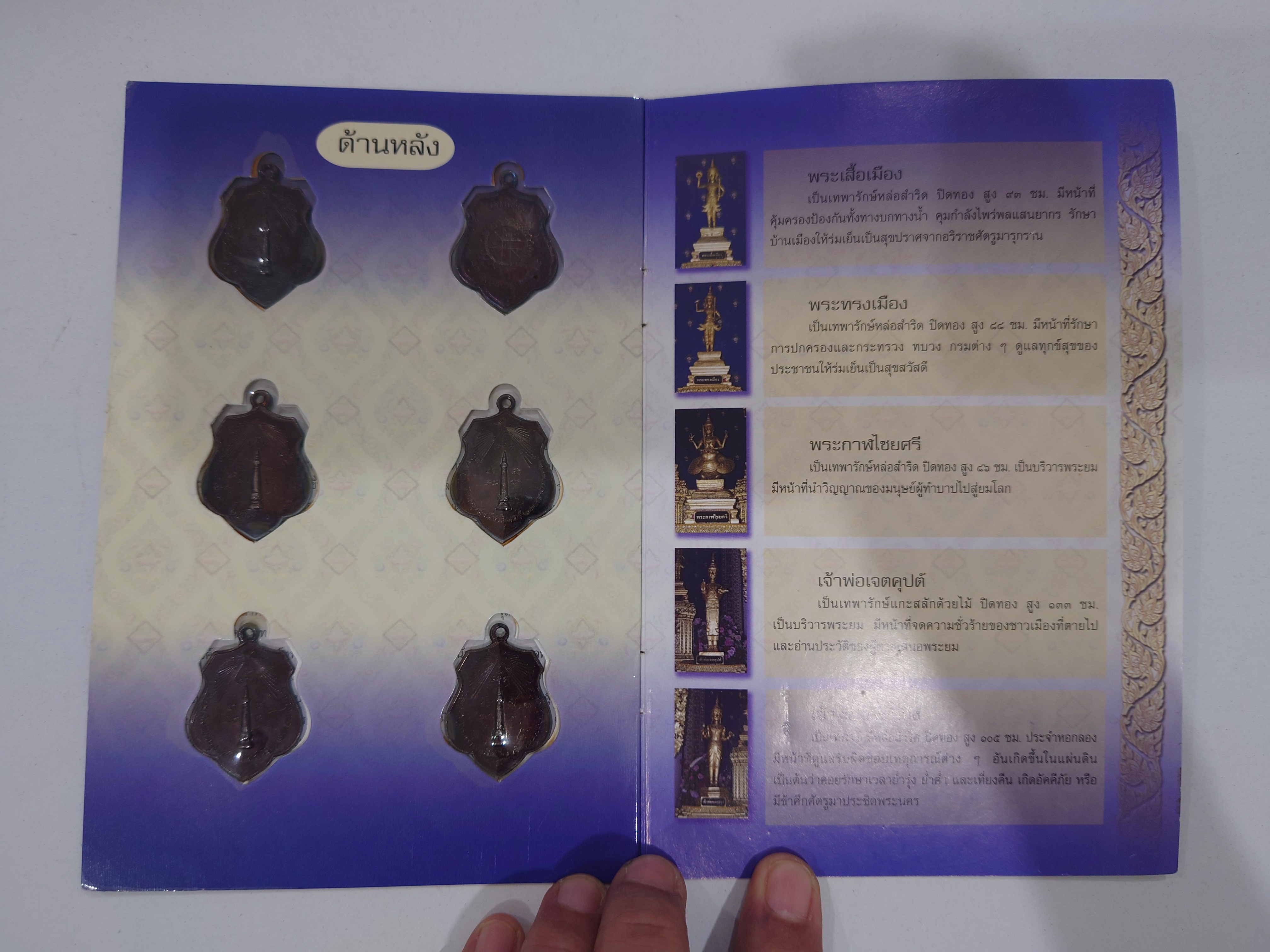 พระหลักเมืองกรุงรัตนโกสินทร์ ชุด 6 เหรียญ เนื้อทองแดงรมดำ (หลวงปู่ โต๊ะ ร่วมปลุกเสก) พ.ศ.2518