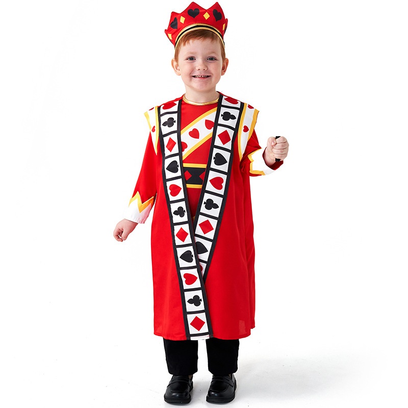 7C2 ชุดเด็ก ชุดพระราชาไพ่ พระราชาไพ่ Children Poker King King of Card Costumes