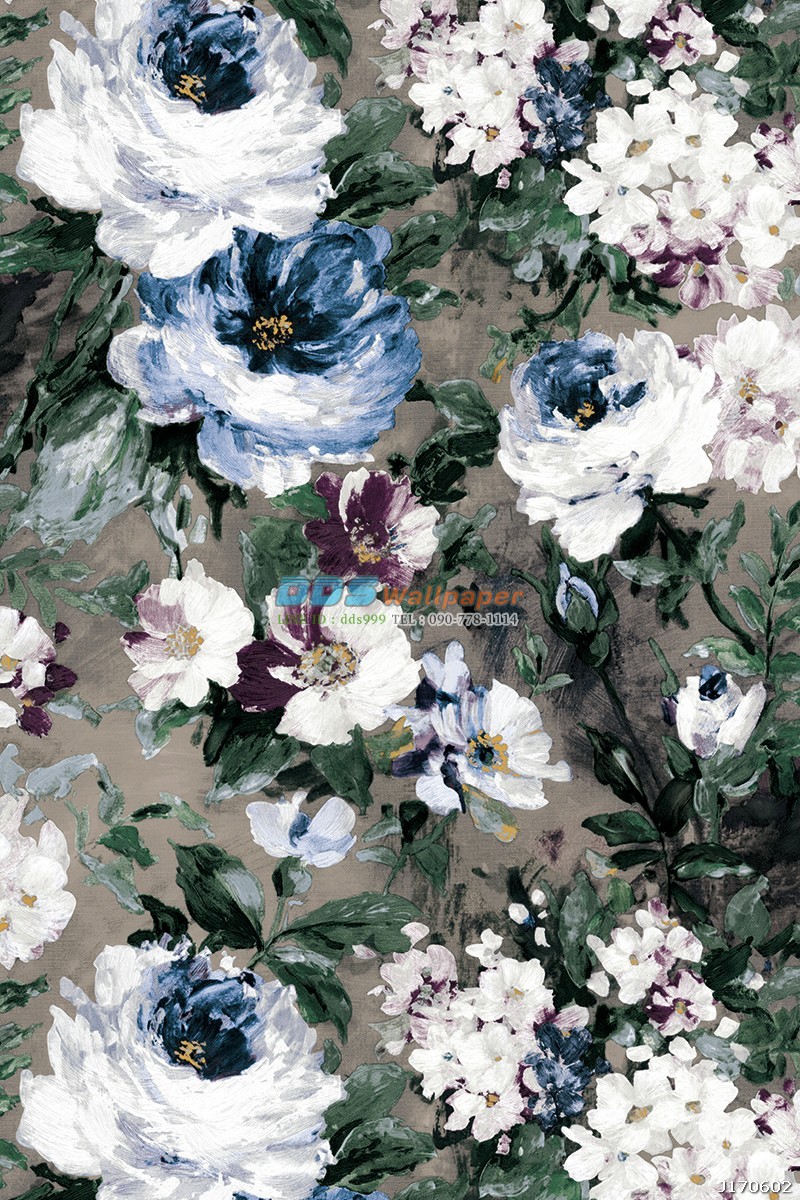 JLOT12-83 ลายดอกไม้ สีฟ้า