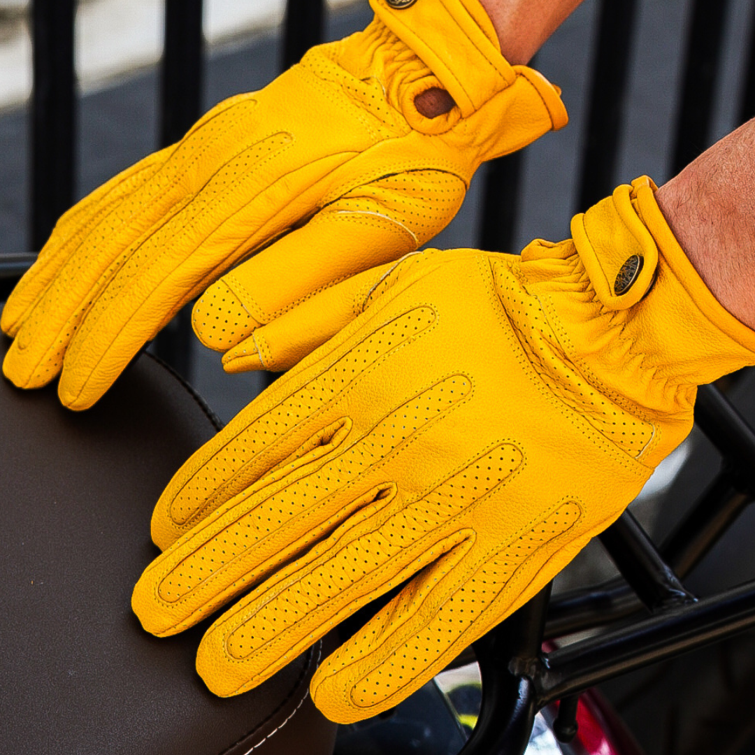 ถุงมือหนังวัว King ride สีเหลือง (สอบถามไซส์ก่อนสั่งซื้อ)