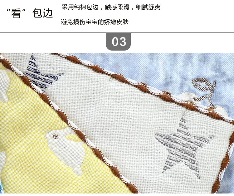 muisungshop ผ้าขนหนูสำหรับเด็กลายน่ารัก ผ้าสาลู ทำจากฝ้าย 100% ทอ 6 ชั้น ขนาด 25*50 ซม
